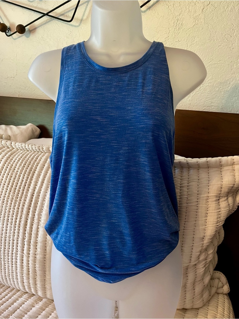 GAP Women's Blue Heathered Tank Top with open back